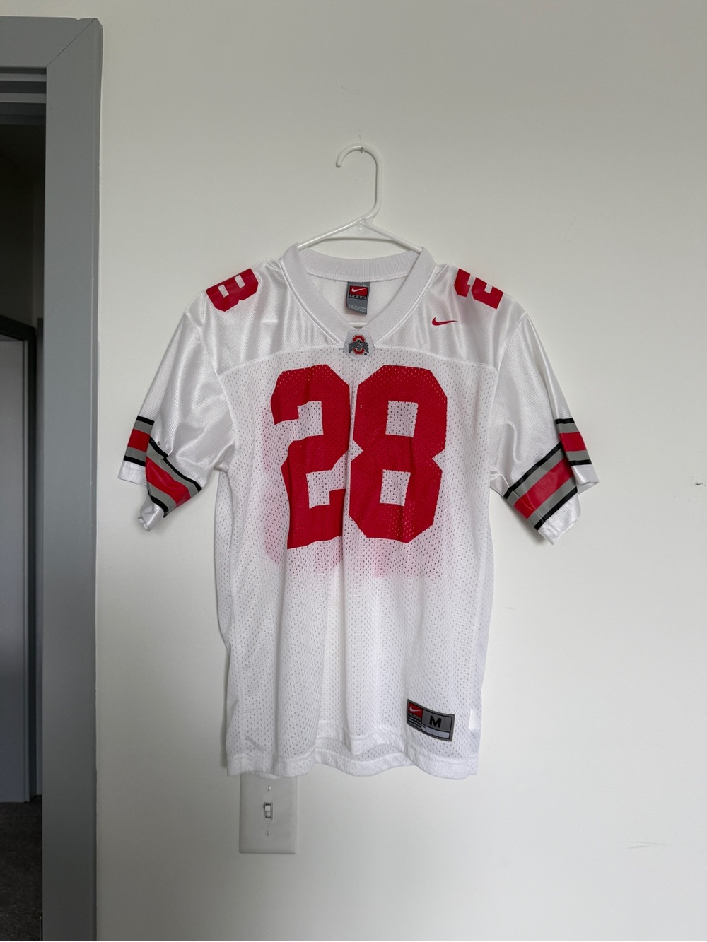 Nike White Jersey with Red Logo Accent